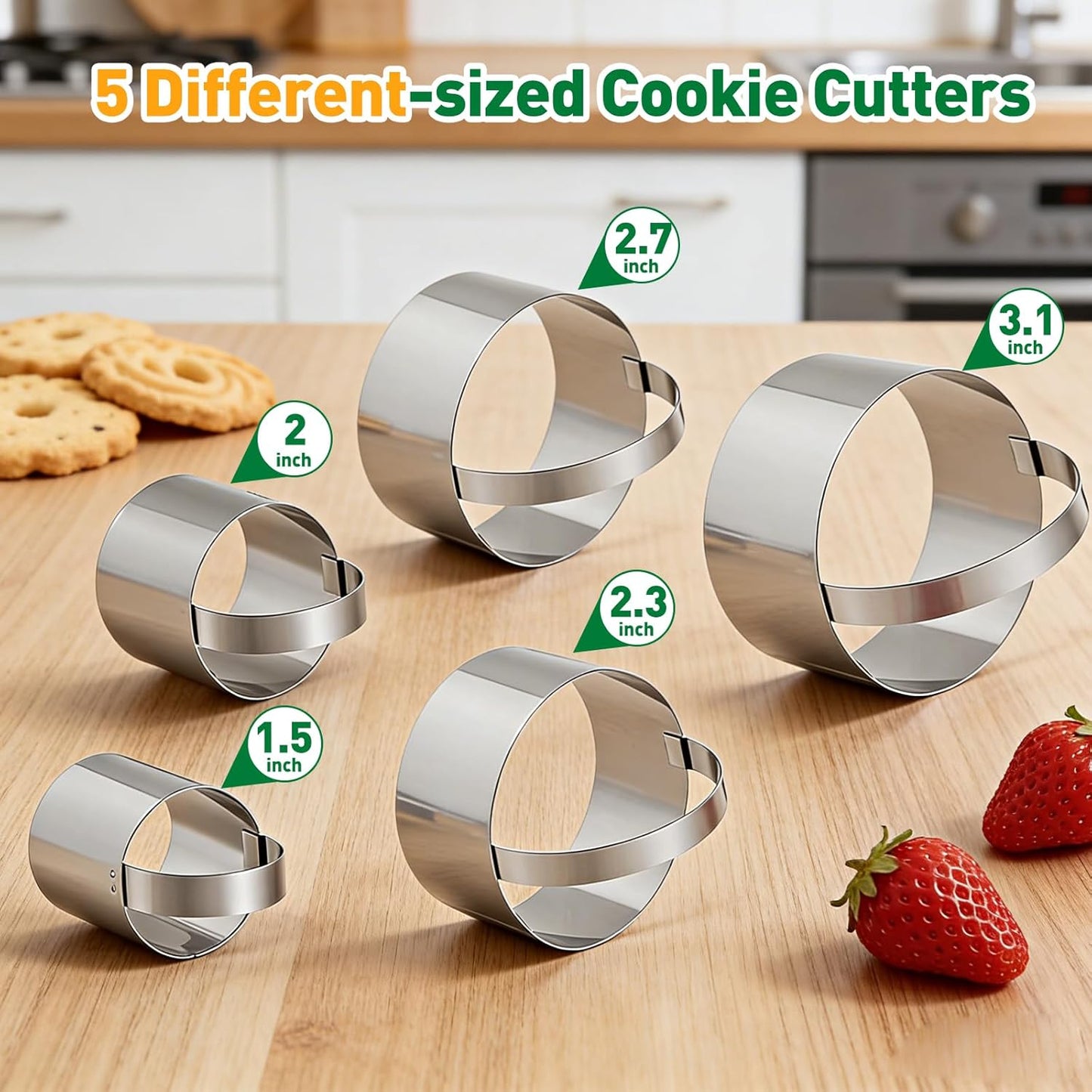 Ninsula Pastry Cutter Set, Stainless Steel Professional Pastry Blender with Biscuit Cutter, Heavy Duty Dough Blender with Soft Grip for Easy Mixing(Black)