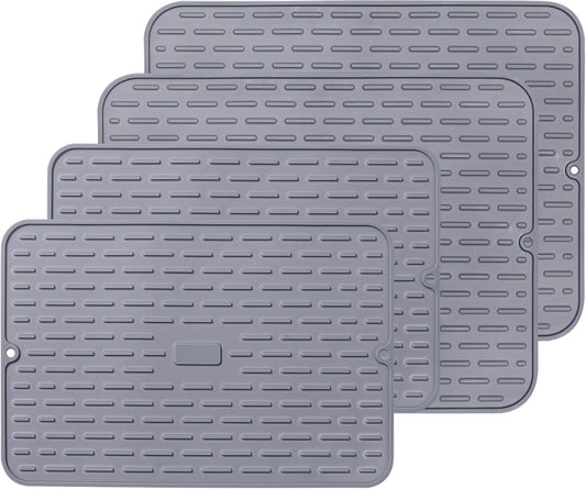 To encounter Silicone Dish Drying Mat - Extral Large 24" x 18" - Set of 2 Flexible Rubber Drying Mat, Heat Resistant Silicone Trivet, Countertop Mat, Dish Draining Mat, Sink Mat
