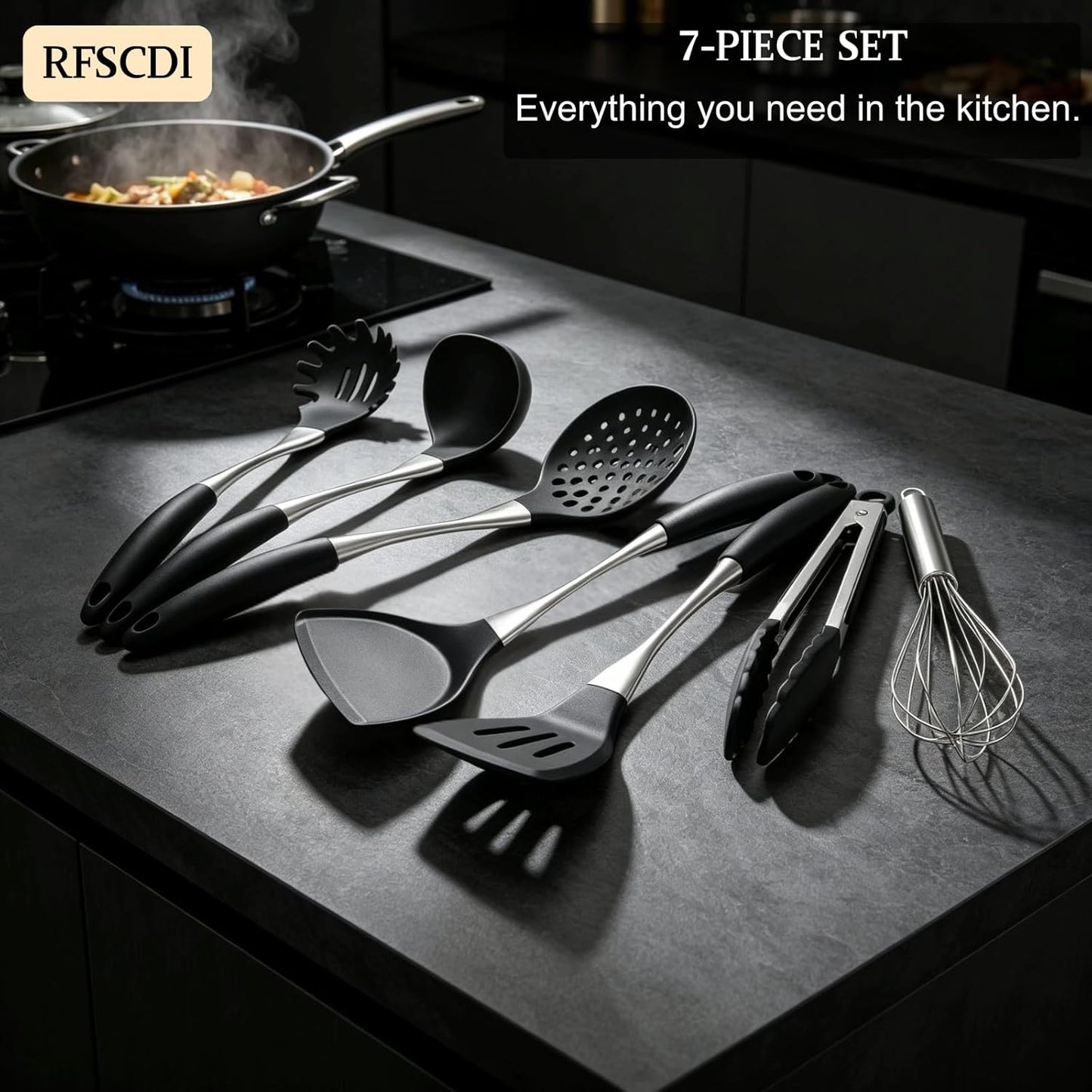 Elegant White Gold Silicone Cooking Utensils Set - Non-Toxic, Dishwasher Safe Kitchen Utensils Set with Heat Resistant Comfort Handles - Includes Spatula & Spoon for Nonstick Cookware