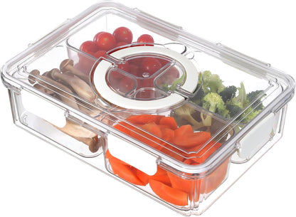 Taiuloo Airtight Fruit Storage Containers for Fridge with Lid & Handle, BPA-Free Snack Box Container with 4 Removable Colanders, Berry Vegetable Fresh Produce Saver, Clear Refrigerator Organizer Bins