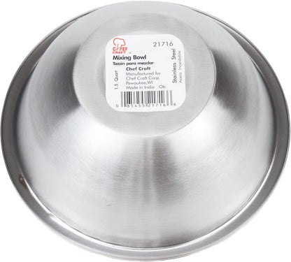 Chef Craft Brushed Mixing Bowl, 8-Quart, Stainless Steel