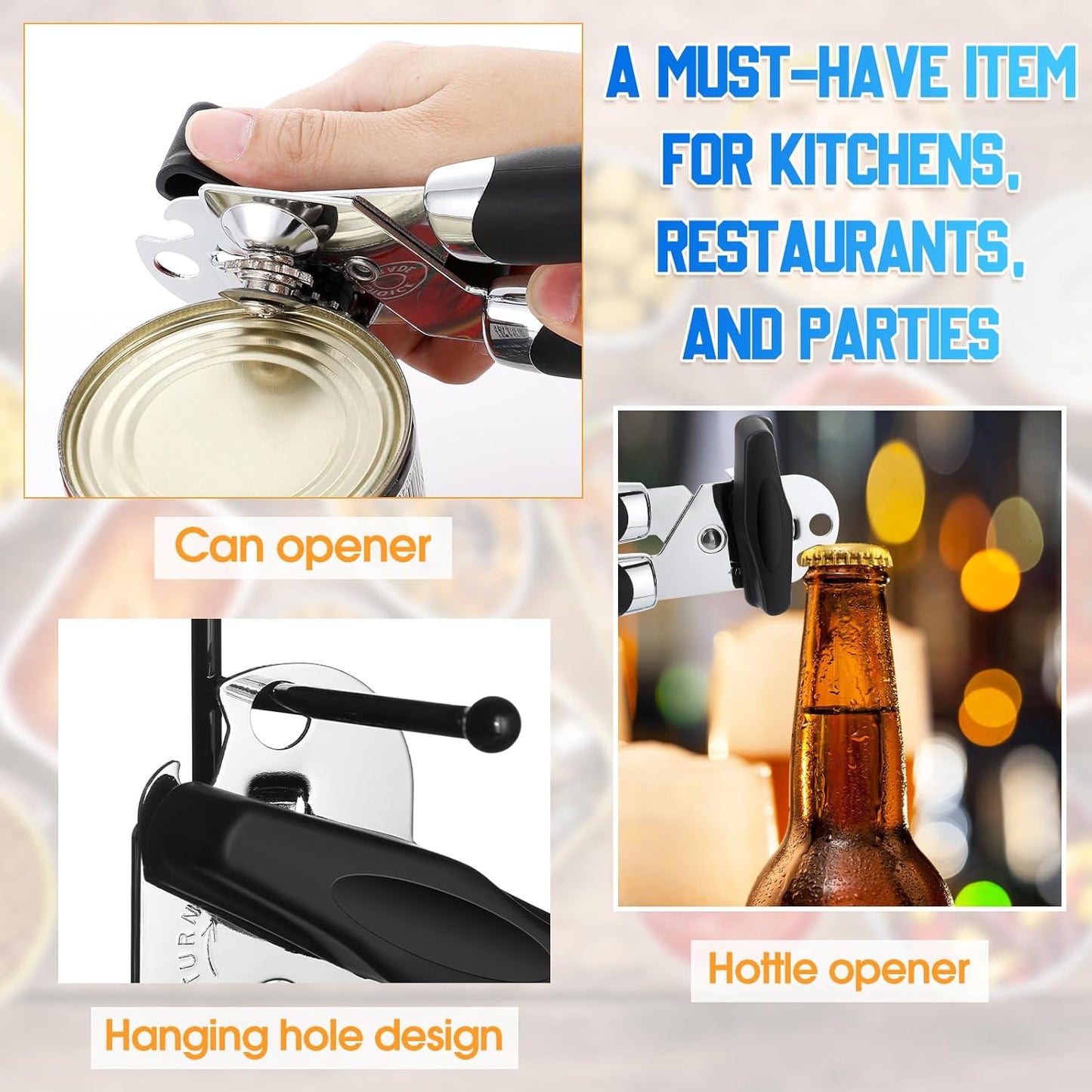 Gisafai 20 Pcs Manual Can Opener Bulk with Sharp Blade Smooth Edge Multifunctional Kitchen Gadget Handheld Openers Large Handheld Knob Can and Bottle Animals for Dorm Kitchen Essentials Gifts