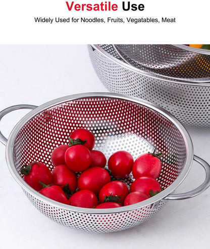 5-Quart Colander for Kitchen, Stainless Steel Colander with Base, Pasta Strainer with Handle, Food Strainer for Spaghetti, Vegetables, Fruit