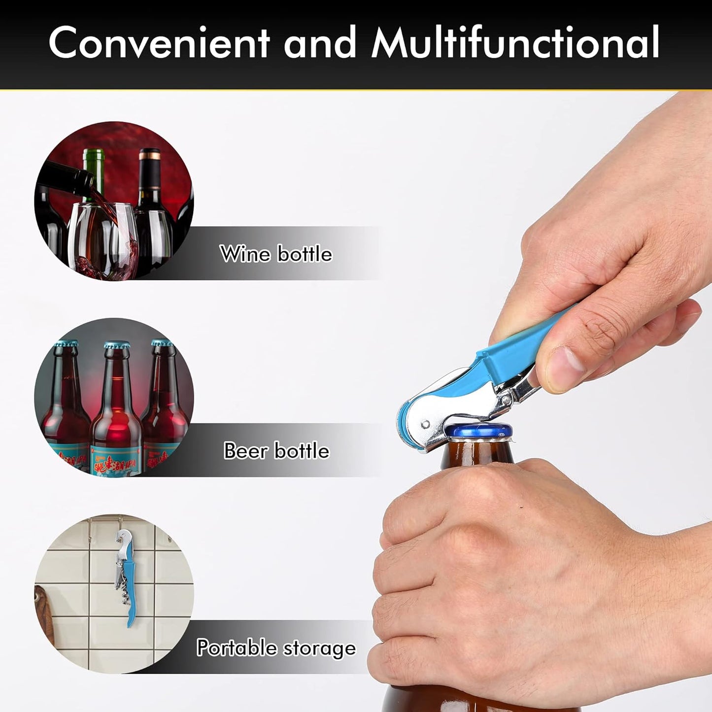 Kit-Home Professional Waiter Corkscrew Wine Openers Set (4 PCS),Upgraded with Heavy Duty Stainless Steel Hinges Wine Key for Restaurant Waiters, Sommelier, Bartenders