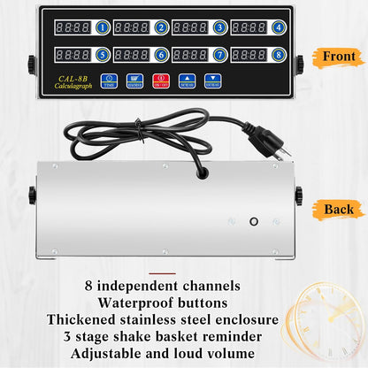 Relaxweex 2 Pack Commercial 8 Channel Digital Kitchen Timer, Multi-Countdown Timer with Loud Alarm & Large LCD Display, Wall Mount or Countertop for Restaurant, Fry Station, Baking & Lab Use