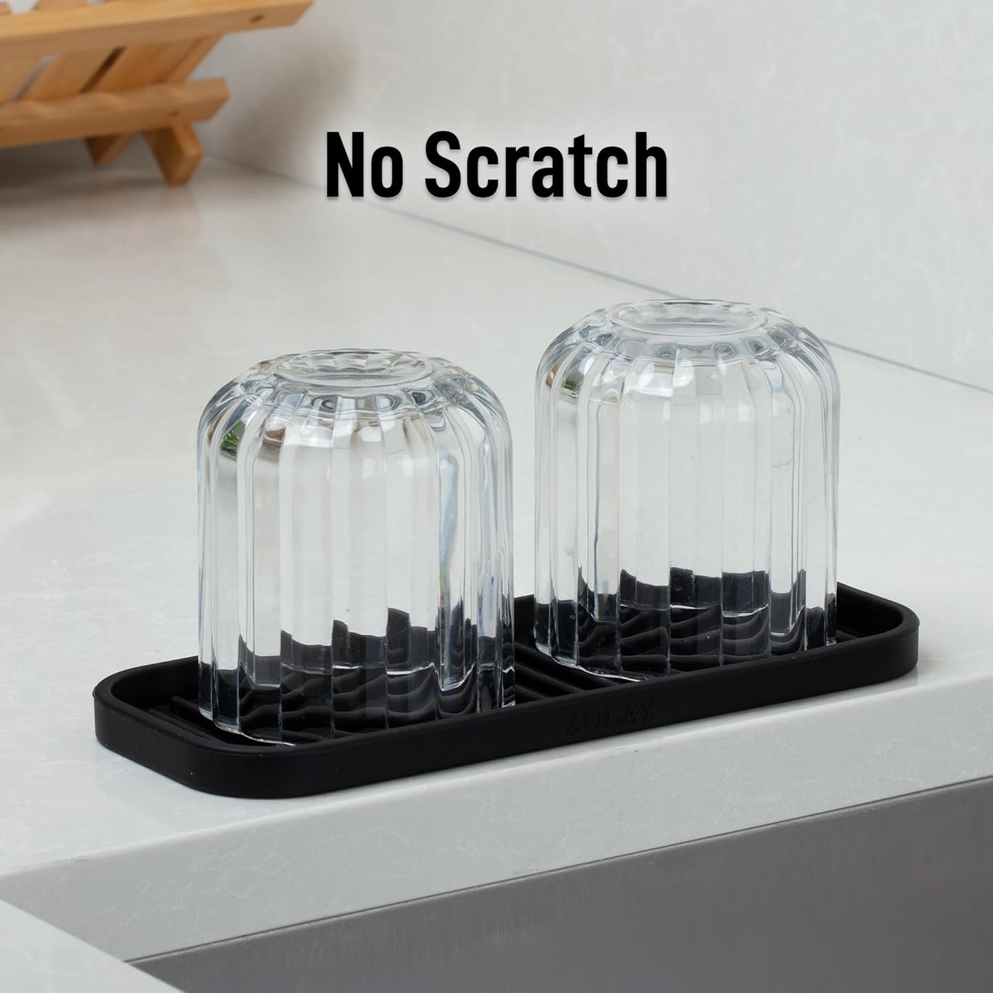 Zulay Kitchen (9x3.5in Sponge Holder for Kitchen Sink - Flexible Heavy-duty Multipurpose Sink Caddy - Counter Organizer for Kitchen, Bathroom, Makeup, Trinkets & More! (Grey)