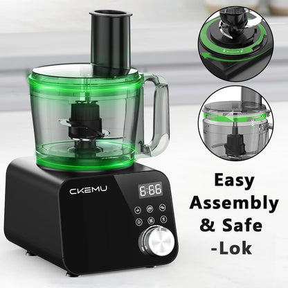 Smart Food Processor and Vegetable Chopper, 6 Automatic Functions, BPA Free, Stainless Steel Blades, 12 Cup Bowl, 600-Watt Motor, Black