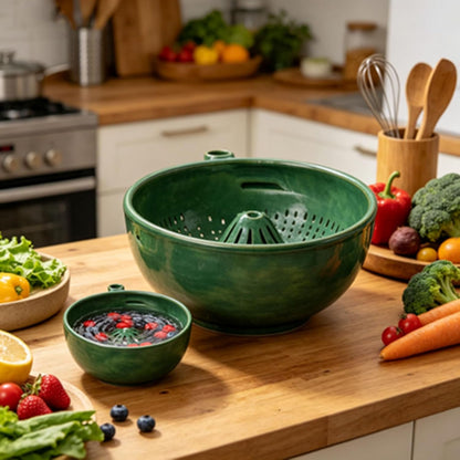 Rotating Berry Washing and Draining Basket — Multifunctional Vegetable Colander (Advanced Plastics)