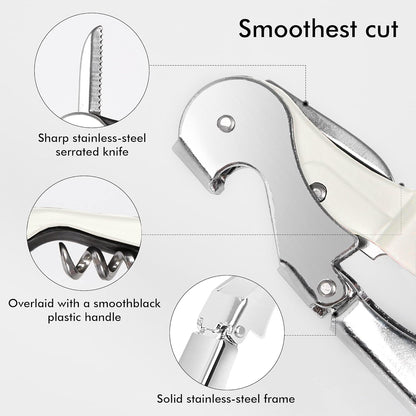 Kit-Home Professional Waiter Corkscrew Wine Openers Set (4 PCS),Upgraded with Heavy Duty Stainless Steel Hinges Wine Key for Restaurant Waiters, Sommelier, Bartenders