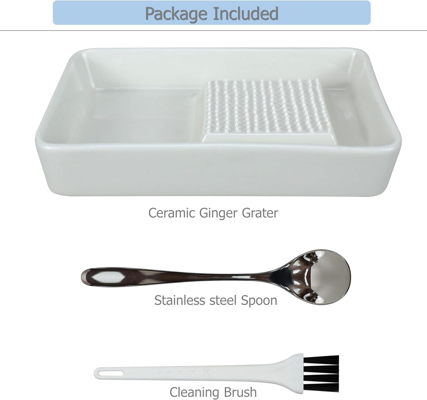 EIKS Ceramics Grater Plate for Ginger Garlic Wasabi Daikon Fruits Root Vegetable Cooking Preparation (Spade-shaped)