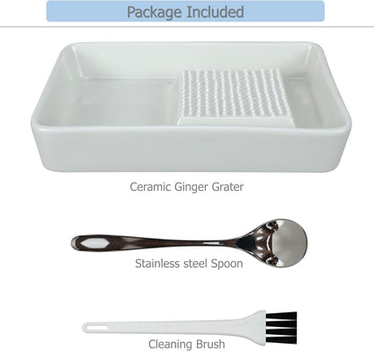 EIKS Ceramics Grater Plate for Ginger Garlic Wasabi Daikon Fruits Root Vegetable Cooking Preparation (Spade-shaped)