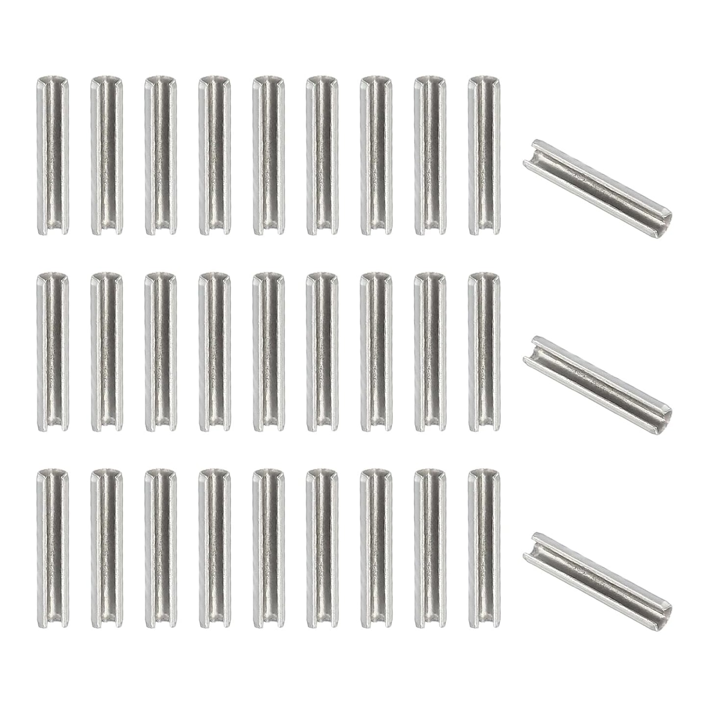 PATIKIL Slotted Spring Pin, 50 Pcs 1/8" x 3/4" (3.2mm x 20mm) 304 Stainless Steel Split Roll Pins Spring Dowel for Home Improvement Automotive Machine Repair, Silver - Colors A