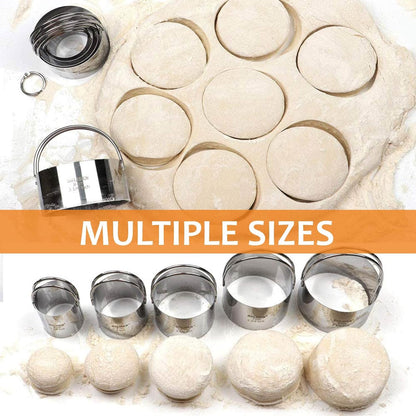 HULISEN Stainless Steel Biscuit Cutter Set, Pastry Scraper and Dough Blender, Sturdy & Long-Lasting with Ergonomic Rubber Grip, Professional Baking Dough Tools, Gift Package (3 Pcs/Set)