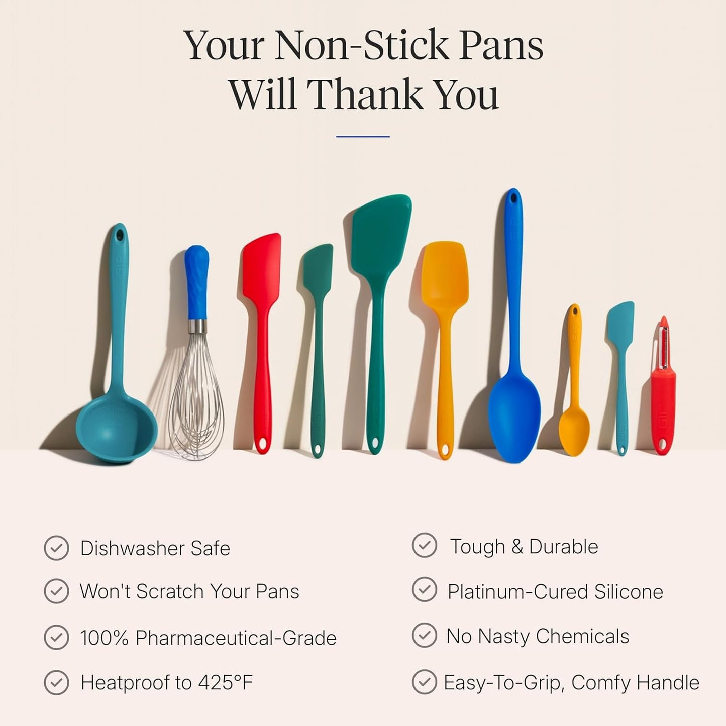 GIR: Get It Right 5-Piece Silicone Ultimate Kitchen Utensils Set - Ladle, Spatula, Flip, Spoon & Spoonula - Non-Toxic Cooking Utensils for Nonstick Cookware, Cooking and Baking - Black