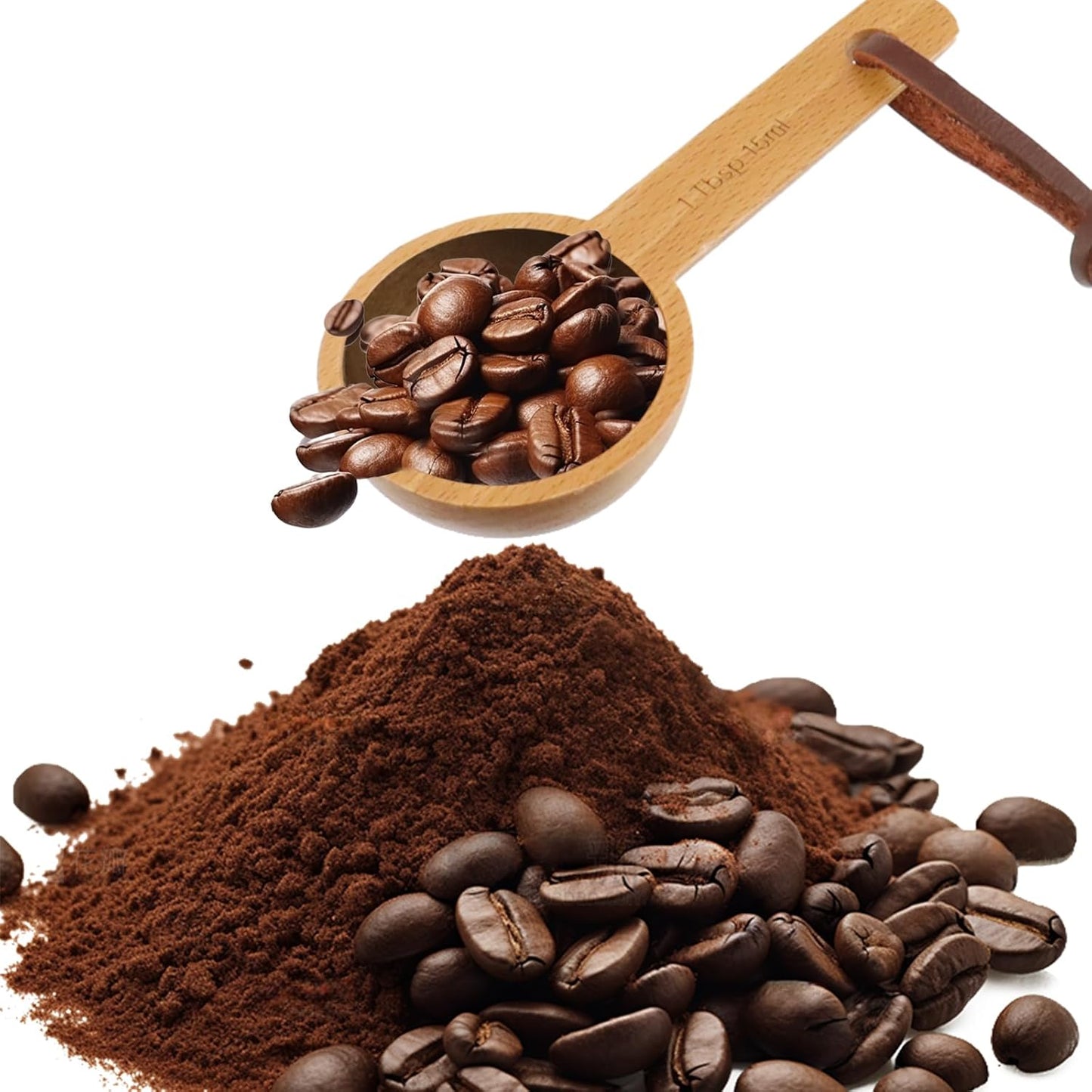 30ml Wood Measuring Spoon and Scoop Wooden Tablespoon 30ml Measuring Scoop 2 TBSP Retro Coffee Spoons for Dry Ingredients Ground Tea Spice (Wood Color, 2TBSP)