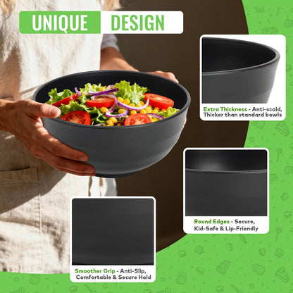 Wheat Straw Bowls Set with Lids, Unbreakable 40 OZ Cereal Bowls Set of 4, Salad Container for Lunch, Microwave & Dishwasher Safe Bowl Set for Kitchen, Picnic, RV, Camping, Multi