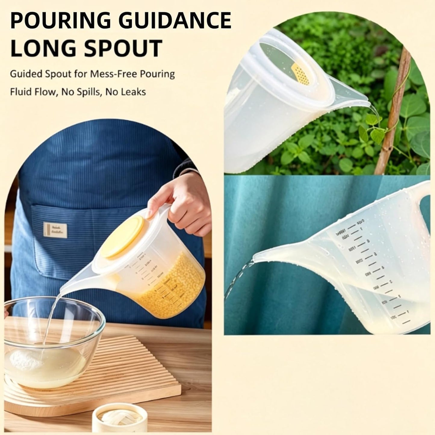 1500ML Measuring Funnel Pitcher, Measuring Cup With Long Spout, Large Capacity Funnel Cake Dispenser For Bakeware, Pancake, Batter, Muffin, Soap Making Supplies, Watering