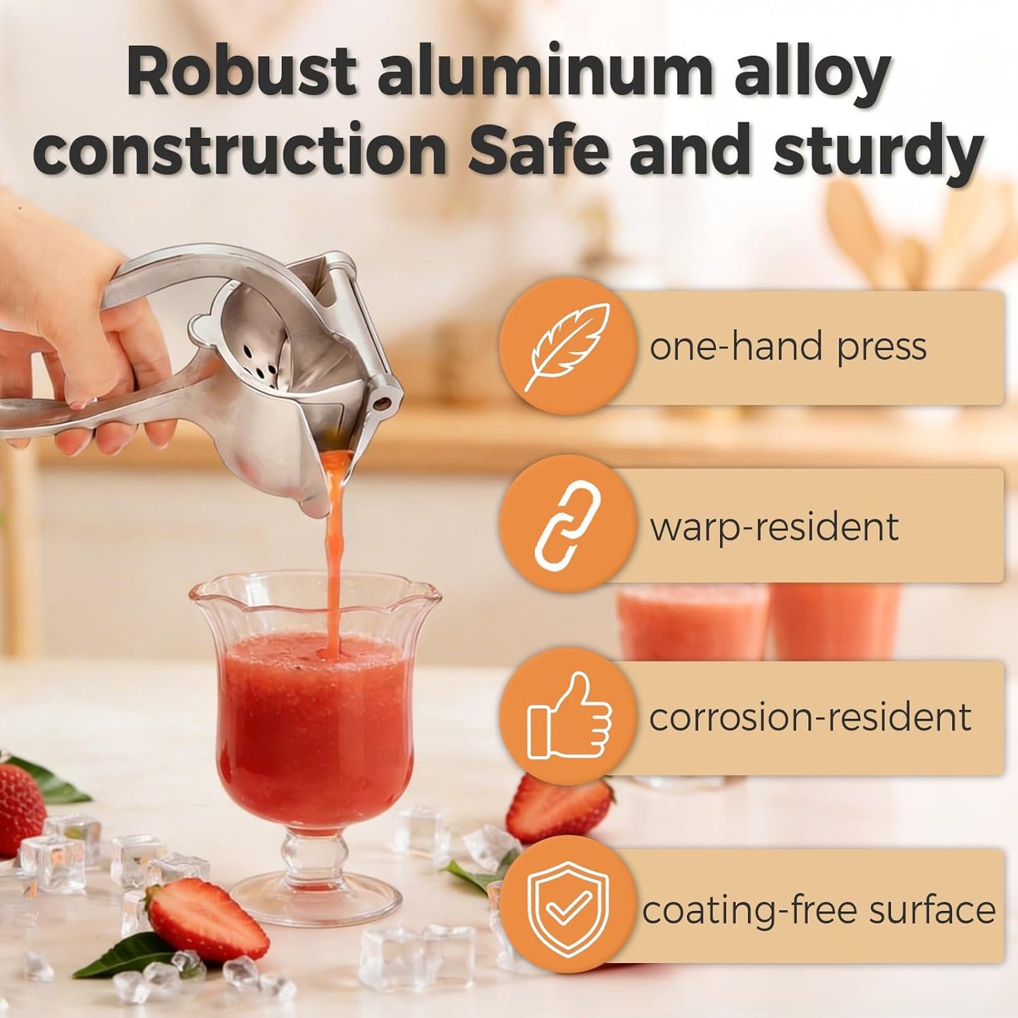 Hand Fruit Juice Squeezer Handheld Aluminum Alloy - 2026 New Lemon Squeezer Hand Press,Non-Slip Ergonomic Handle, Easy to Use & Clean