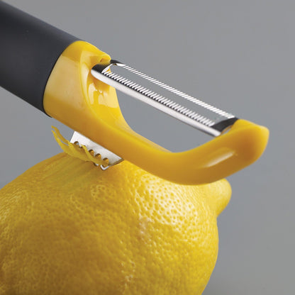 Joseph Joseph Multi-Peel Y-shaped Peeler Easy Grip Handles Stainless Steel Blade for Kitchen Vegetable Fruit, Light Green