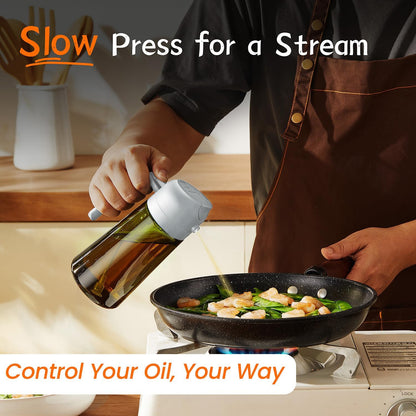 TrendPlain - Original 16oz/470ml Olive Oil Dispenser Bottle for Kitchen Gadgets and Air Fryer Accessories - Olive Oil Sprayer for Cooking w/Stickers - Black