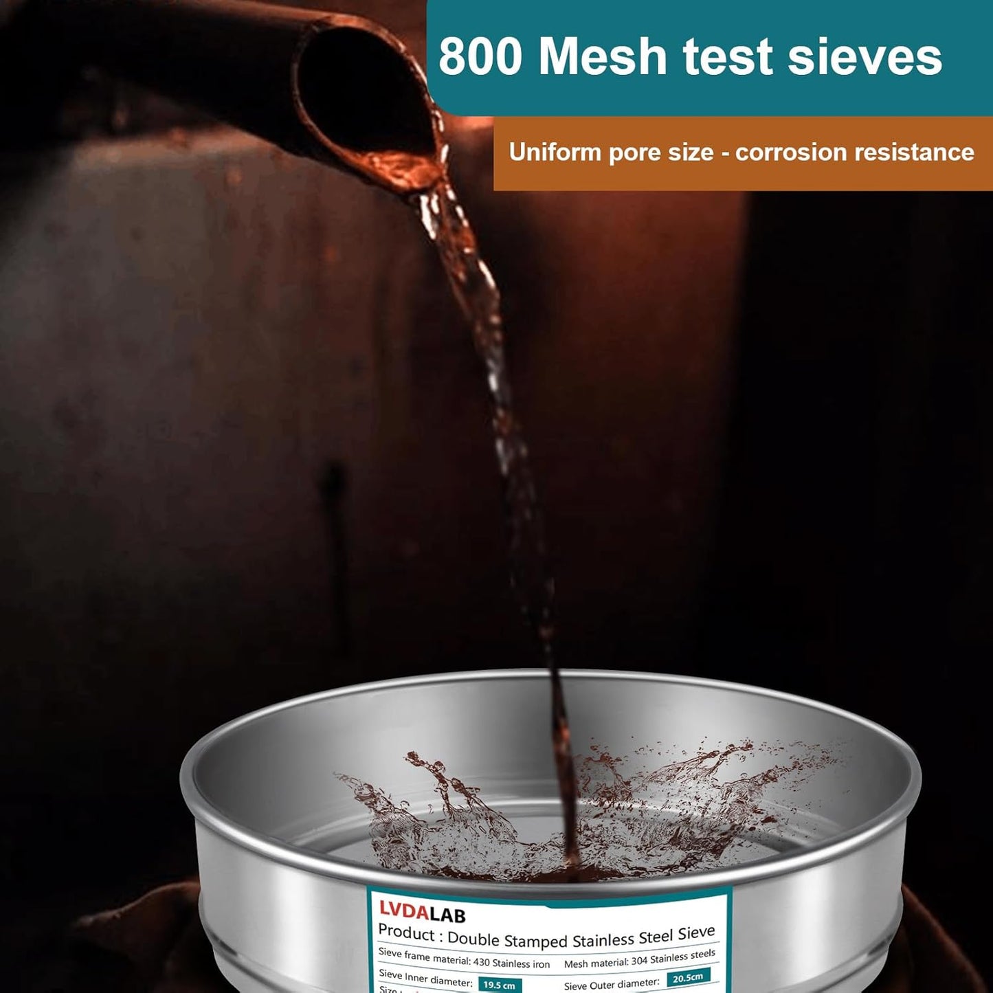 304 Stainless Steel Mesh Lab Sieve, 80 Mesh (0.2mm) Aperture Test Sieve, 7.9Inch(20cm) Diameter Economy Standard Analysis Sample Test Sieves for Industrial Laboratory Homes - Colors A