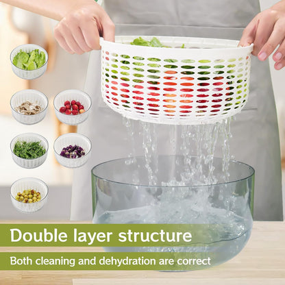 Electric Salad Spinner 6.3QT Large Capacity - Automatic Fast Drying Lettuce & Vegetable Spinner Serves 6-12 Persons with Squeeze Bottle, USB Rechargeable & Built-in Strainer