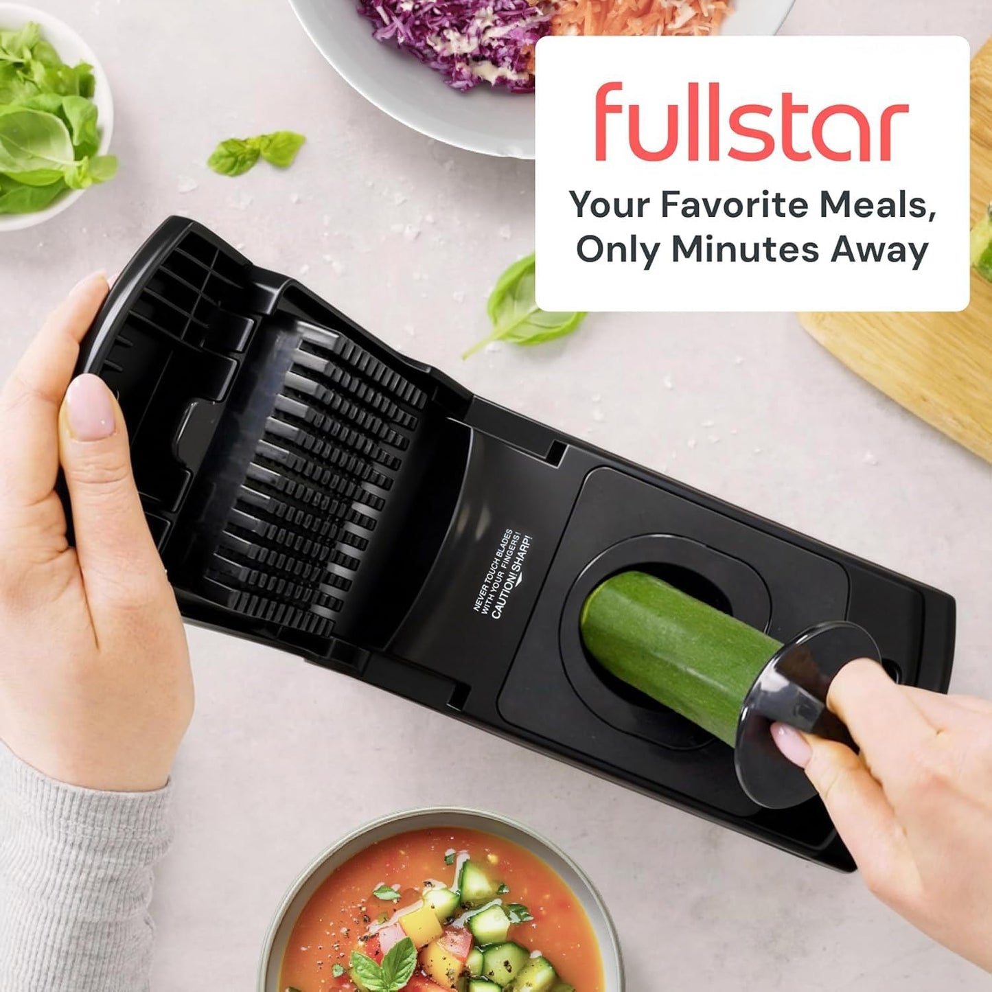Fullstar The Original Pro Chopper - Vegetable Chopper and Spiralizer, Food Chopper with Container, Fruit Slicer, Kitchen Gadgets & Gifts, Home Essentials (4 in 1, Black)