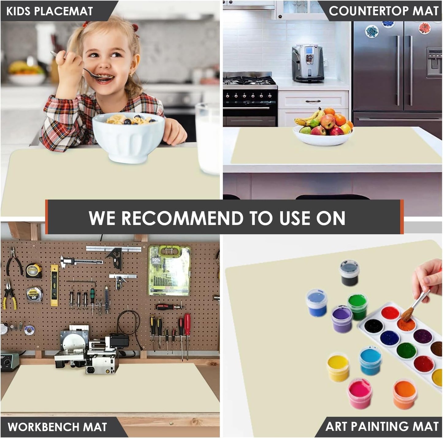 Standard Silicone Mat,Black Baking Mat-Food Grade Kids Dinner Table Placemat Non Slip Counter Mat with Raised Edges Heat Resistant Mat for Air Fryer Nonstick Pastry Dough Mat(1 Pack 23.6'' x 15.7'')