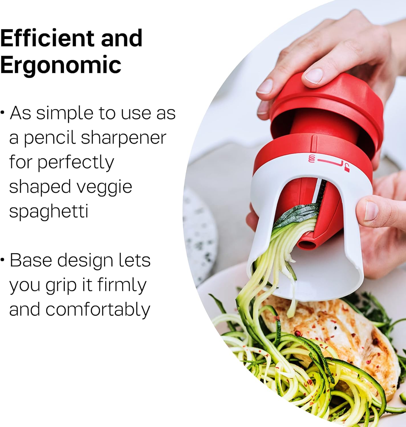TUPPERWARE Brand Handy Spiralizer - Turns Vegetables into Veggie Spaghetti - Easy to Use & Compact - Dishwasher Safe & BPA Free