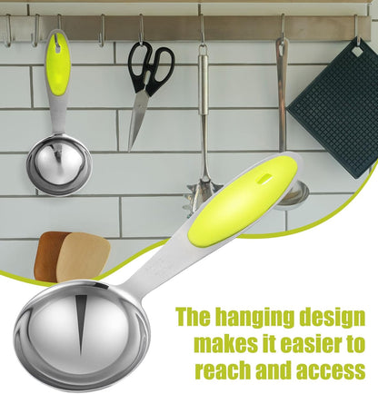 2Pcs Tablespoon Measuring Spoon 1 Tbsp (3 Tsp, 15ml, 1/2oz), Stainless Steel 1 Tablespoon Measuring Spoon with Green Silicone Grip, Perfect for Coffee Tea, Quick Efficient Cooking & Baking