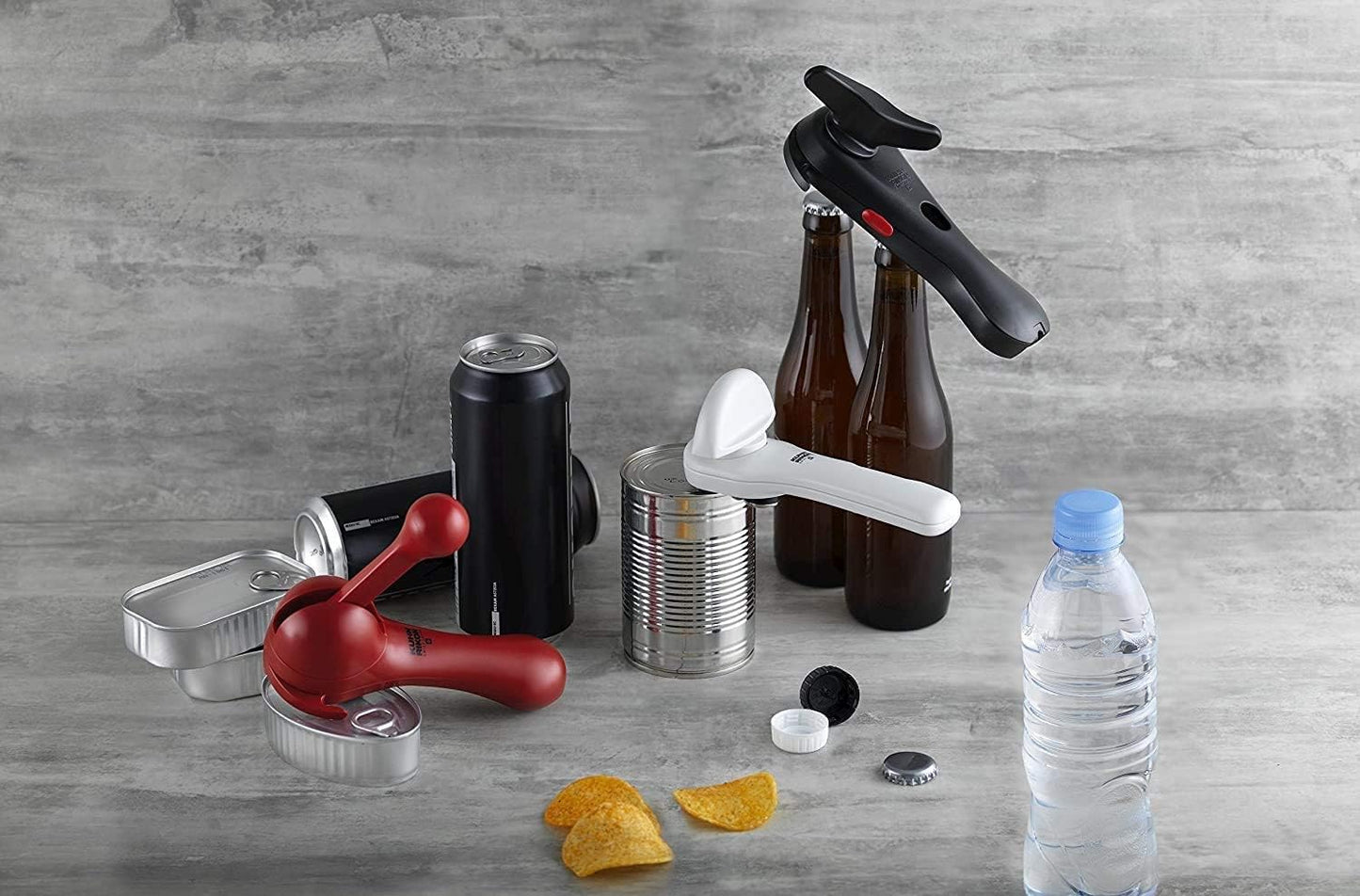 Kuhn Rikon Deluxe Auto Safety LidLifter/Can Opener, Red and Silver