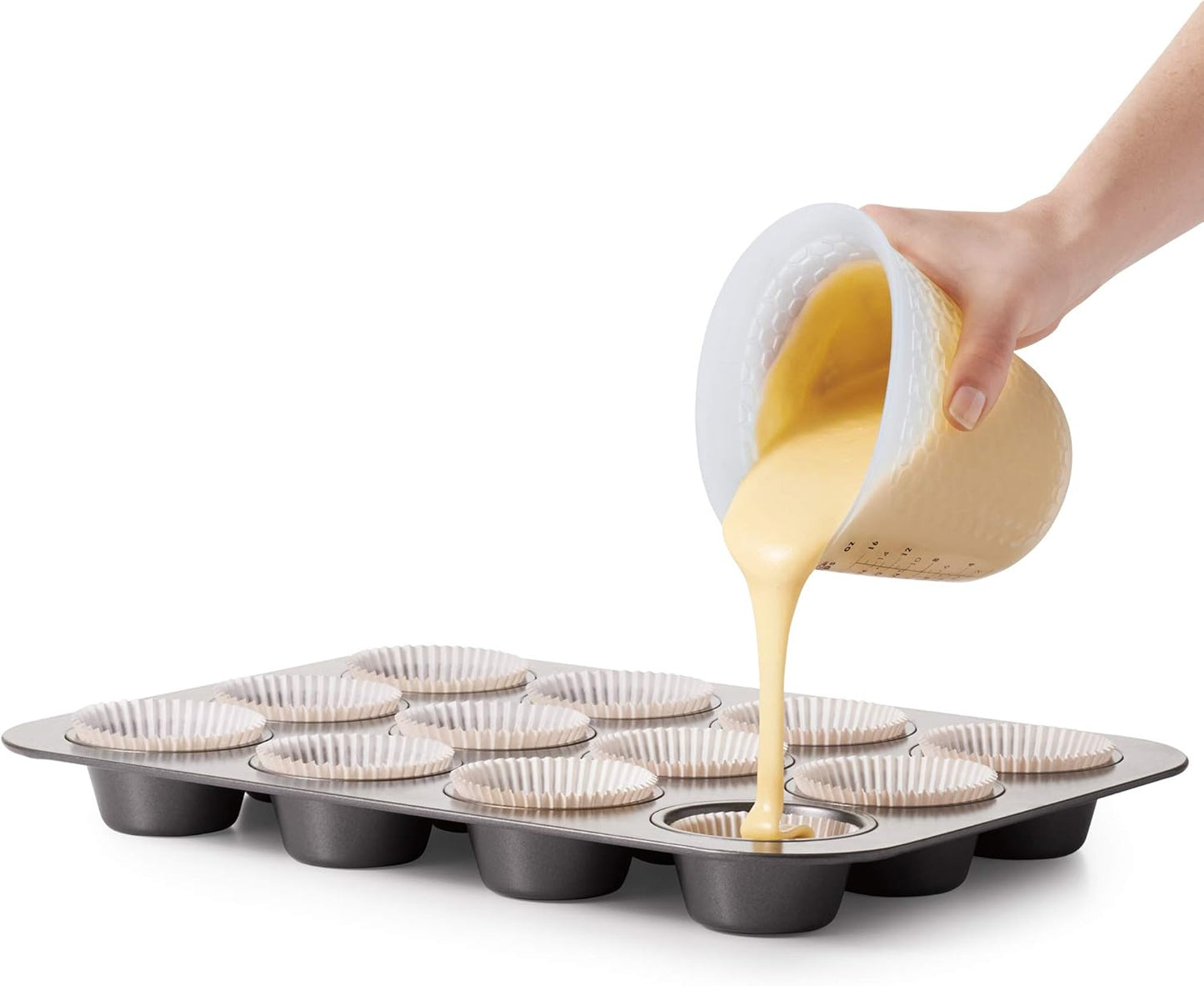 OXO Good Grips 4-Cup Squeeze & Pour Silicone Measuring Cup with Stay-Cool Pattern