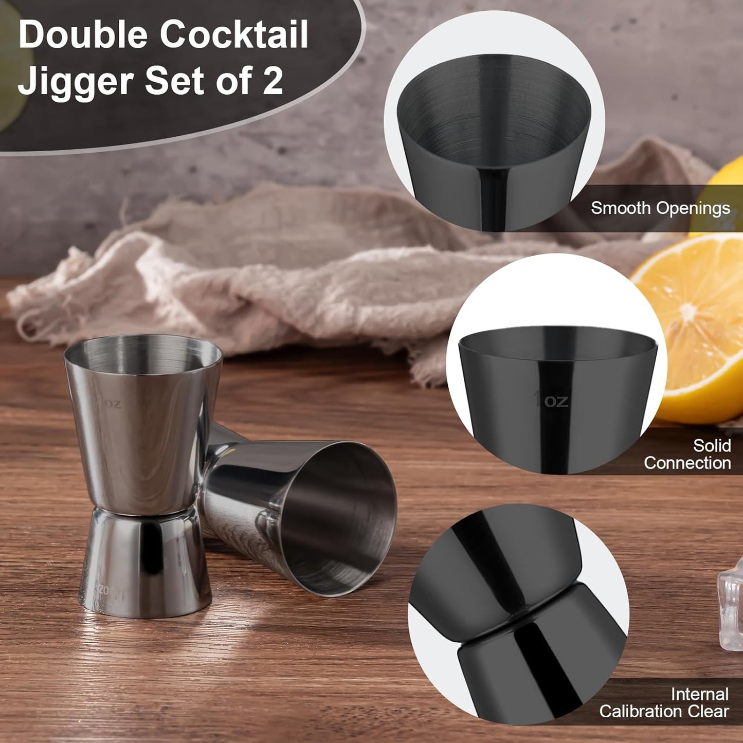 Briout Jigger for Bartending, Double Cocktail Jigger Japanese Premium 304 Stainless Steel Jigger 2 OZ 1 OZ with Measurements Inside