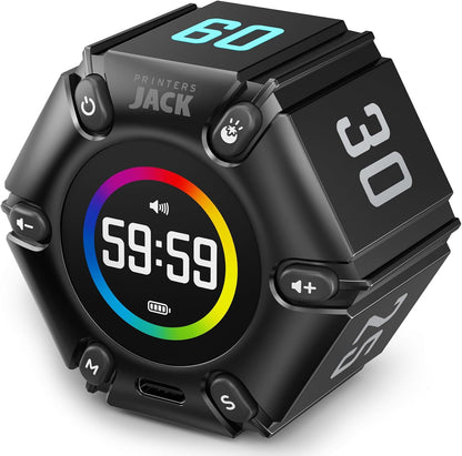Pomodoro Timer, Magnetic Visual Timer with Flip Countdown, Silent & Alarm, Tools for Anyone, Cube Digital Timer for for Work, Kitchen Cooking, Study, 3/5/10/25/30/60min & Custom Countdown - Turquoise