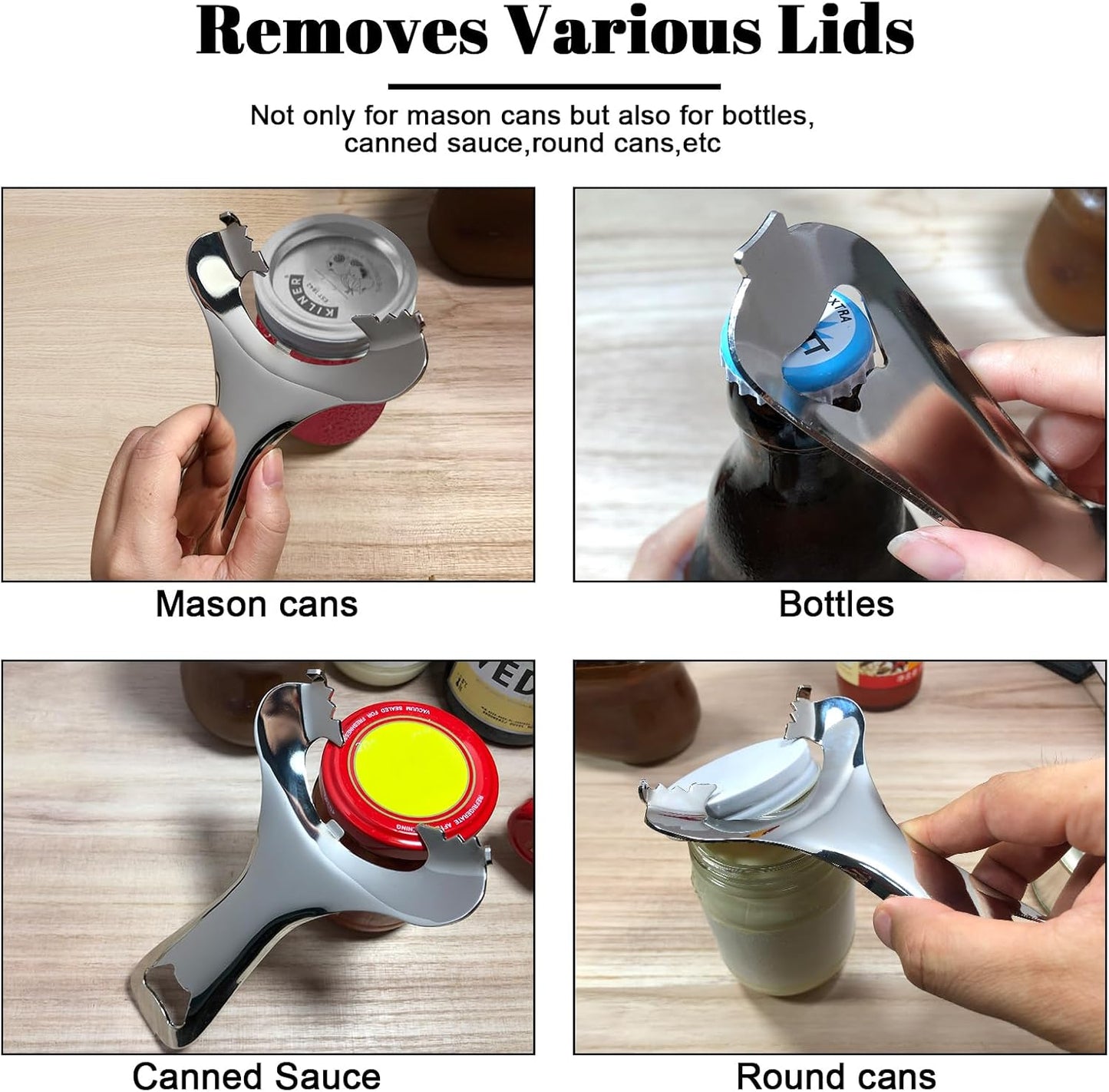 Mason Jar Opener No Lid Dents or Damage Multifunctional Jar Opener Easy Twist Manual Handheld Top Remover Bottle Opener Made For Lifetime