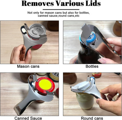 Mason Jar Opener No Lid Dents or Damage Multifunctional Jar Opener Easy Twist Manual Handheld Top Remover Bottle Opener Made For Lifetime