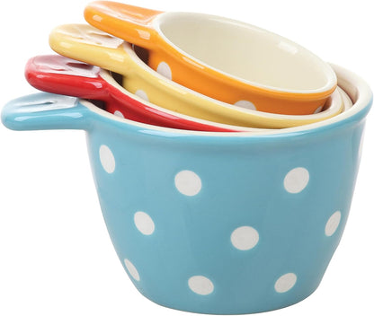 Creative Co-Op Ceramic Measuring Cup, Set of 4, Black and White