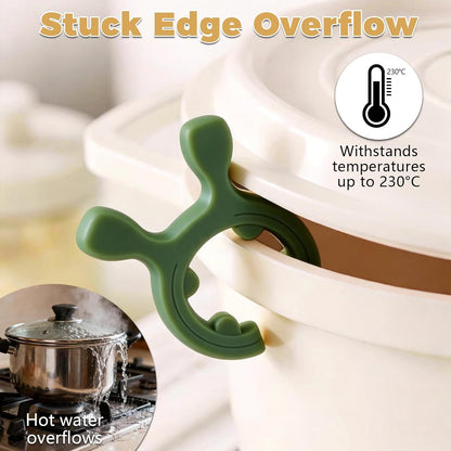 4 PCS Multifunction Silicone Pot Handle Spatula Rack & 2pcs Silicone Oven Mitts, Non-Slip Deer Antler Spoon Holder Stove Organizer Kitchen Gadgets for Pot Handles, Steam Releaser(Green, Yellow)