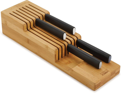 Joseph Joseph DrawerStore Compact Utensil Organizer For Kitchen Drawer Silverware, Flatware Tray, Small, Bamboo