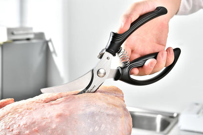 Heavy Duty Poultry Shears - Kitchen Scissors for Cutting Chicken, Poultry, Game, Meat - Chopping Vegetable - Spring Loaded - Red