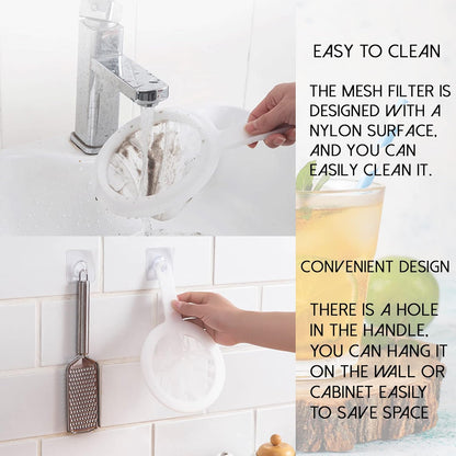 2 Piece Fine Nylon Mesh Strainer Kitchen Food Yogurt Mesh Sieve Plastic Mesh Colander with Handle Mini Brine Shrimp Separation Net for Filtering Juice Milk Soy Coffee Honey Wine Yogurt (120/200 Mesh)