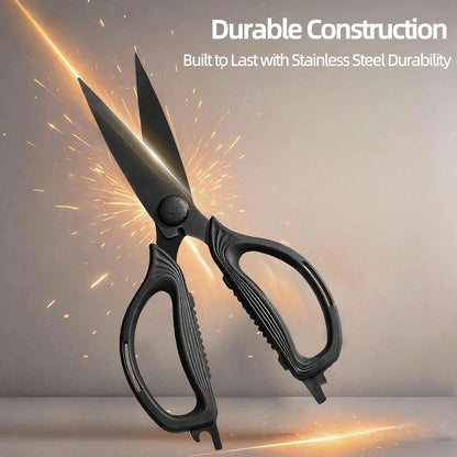 Kitchen Shears Scissors Food Scissors, 8-in-1 Multifunction Japanese Stainless Steel Meat Shears, Dishwasher Safe Sharp Shear All Purpose with Comfort Grip, Ideal for Everyday Use-Yellow