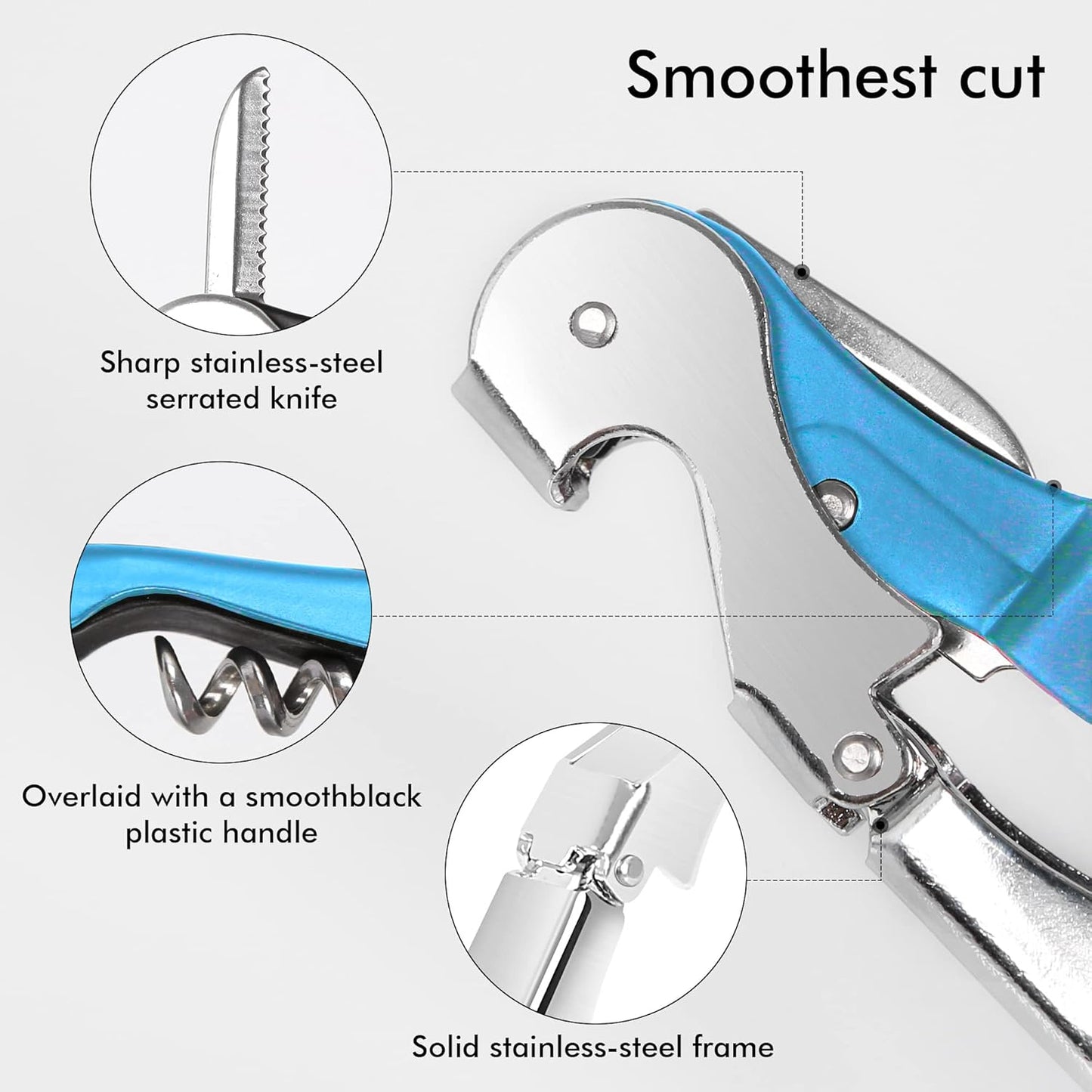 Kit-Home Professional Waiter Corkscrew Wine Openers Set (4 PCS),Upgraded with Heavy Duty Stainless Steel Hinges Wine Key for Restaurant Waiters, Sommelier, Bartenders