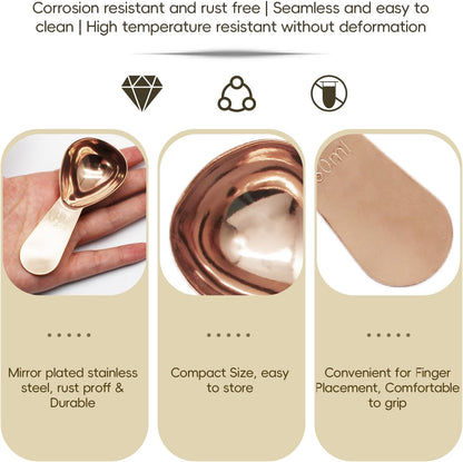 Hitefu 2 Packs Stainless Steel Coffee Scoop Set, 15ml Tablespoon with 30ml Spoon, Short Handle Spoon for Coffee, Tea, Sugar, Protein & Milk Powder (Rose Gold)