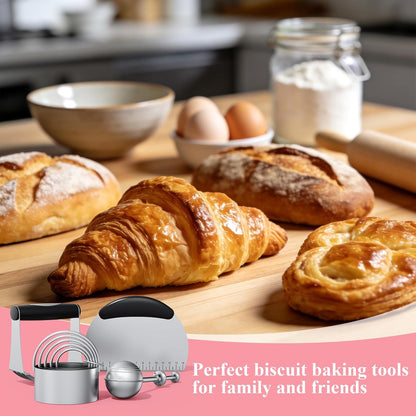 Biscuit Cutter Set, Dough Blender, Pastry Cutter, Biscuit Cutter, Dough Cutter,Pastry Cutter Set, Round Sifter,Baking Dough Tools for Cooking Cookies (3 Pcs/Set)