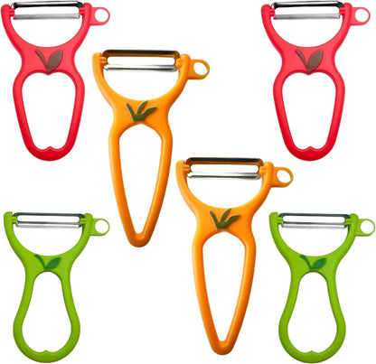 ALAZCO 3 Pack BPA-FREE Premium Swivel Fruit Vegetable Peeler Ergonomic Comfort Hold Handle Ultra Sharp Steel Blades Ideal Kitchen Peelers Potato Carrot Apple Cucumber Veggies Dishwasher Safe