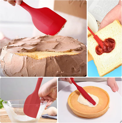 5 Piece Pink Silicone Spatula Set, Heat Resistant Rubber Spatulas Set, Silicone Kitchen Utensils Set Dishwasher Safe for Nonstick Cookware Baking Cooking