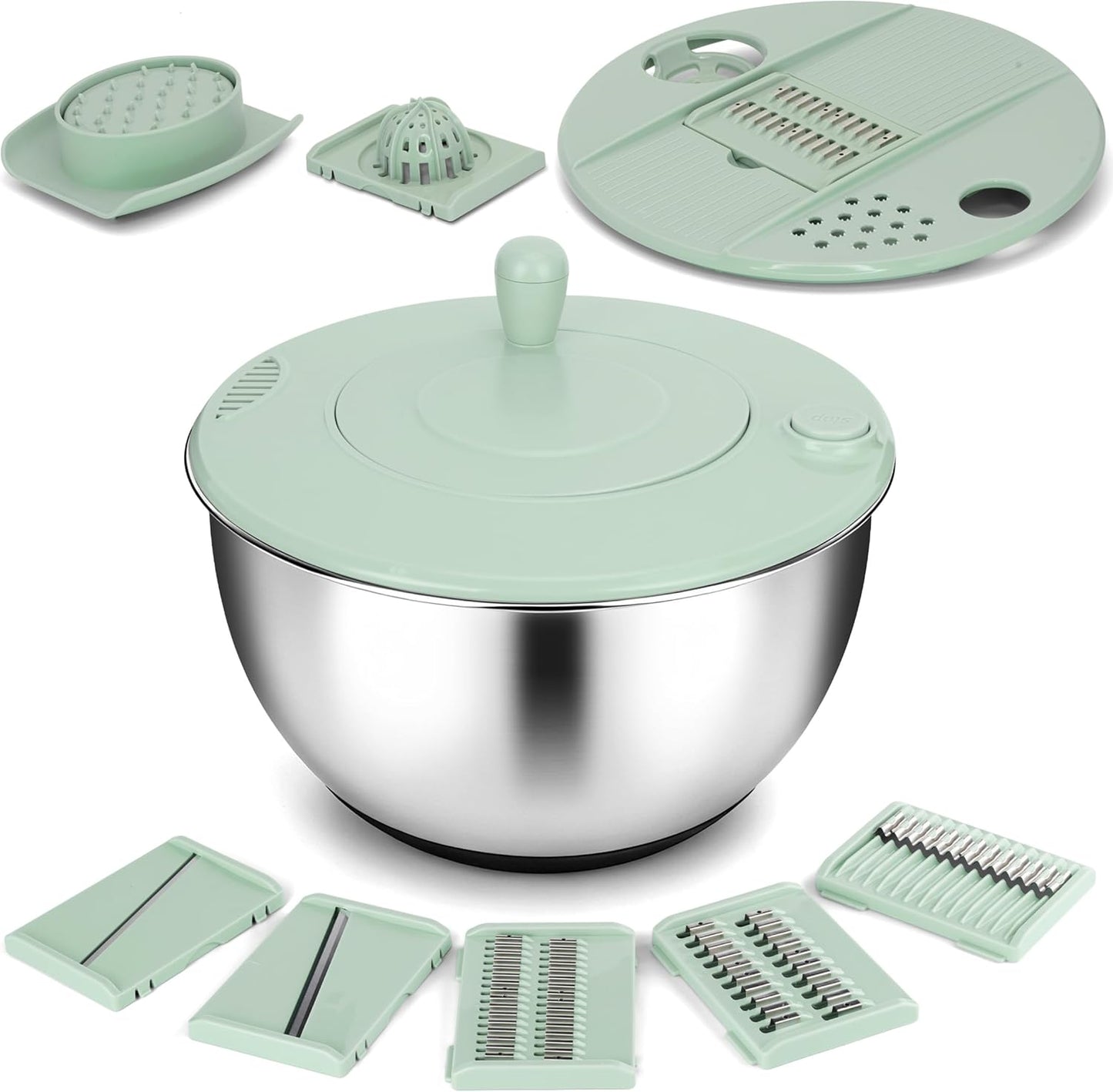 Unokit Mixing Bowls with Lids Set - 16 Pcs Stainless Steel Nesting Mixing Bowls with Grater Attachments, Mixing Bowl Set for Multi Mixing & Serving