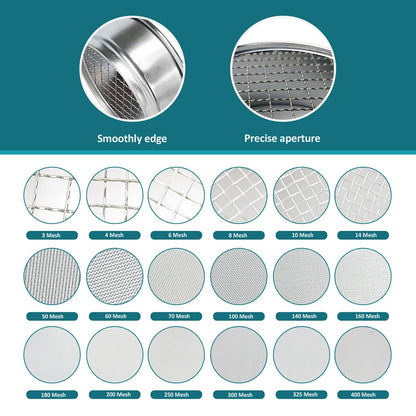 304 Stainless Steel Mesh Lab Sieve, 325 Mesh (0.045mm) Aperture Test Sieve, 4inch(10cm) Economy Standard Analysis Sample Test Sieves for Industrial Laboratory Homes - Colors A