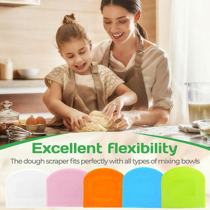 4 Pcs Dough Scraper Bench Scraper 4.65x3.66" Plastic Flexible Bowl Scraper Sharp-Edged Multi-Angle Cake Scraper Non-Slip Baking Tool Decorating Tool Shaping Tool (4Pcs Two white+ Two green)